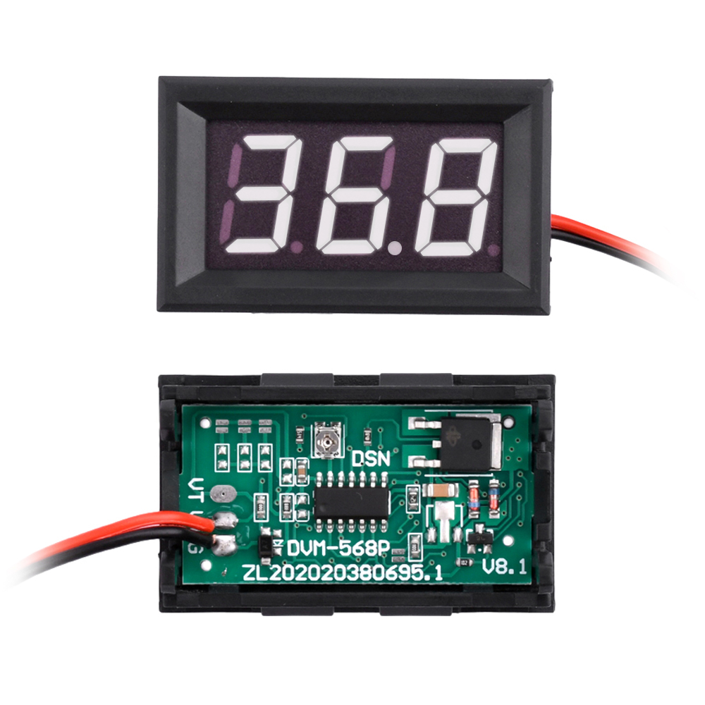 Shockley DC 5-120V Mini Voltmeter Blue LED Digital Display Panel Voltage Meter 2 Wire 0.56 Inch for Motorcycle Battery Monitor