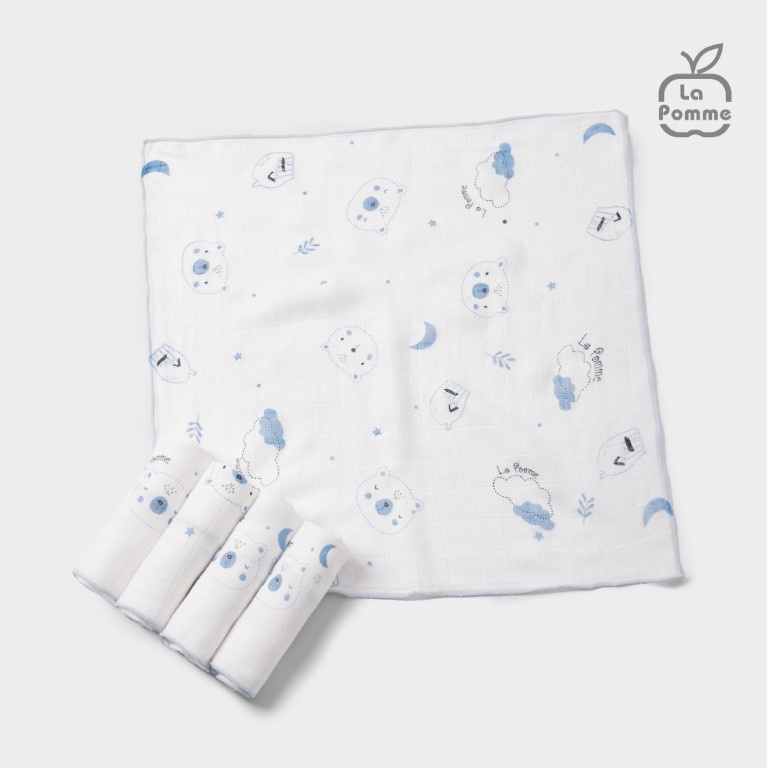 (MamanBébé chính hãng) K001 Set 5 Khăn sữa sợi tre lụa La Pomme phối màu (30x30cm)