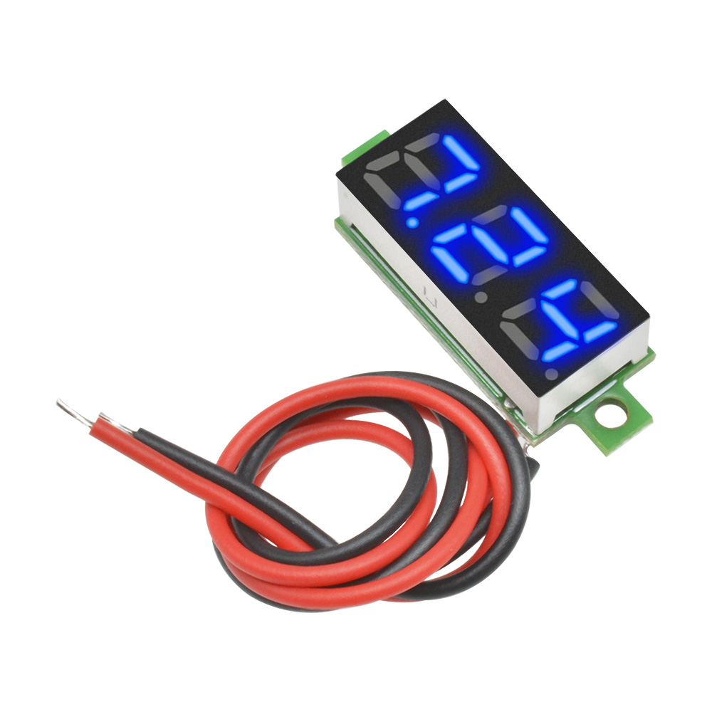 pcbfun Mini Digital DC Voltmeter 0.28 Inch Two-Wire 2.5V-30V Mini Digital DC Voltmeter Voltage Tester Meter