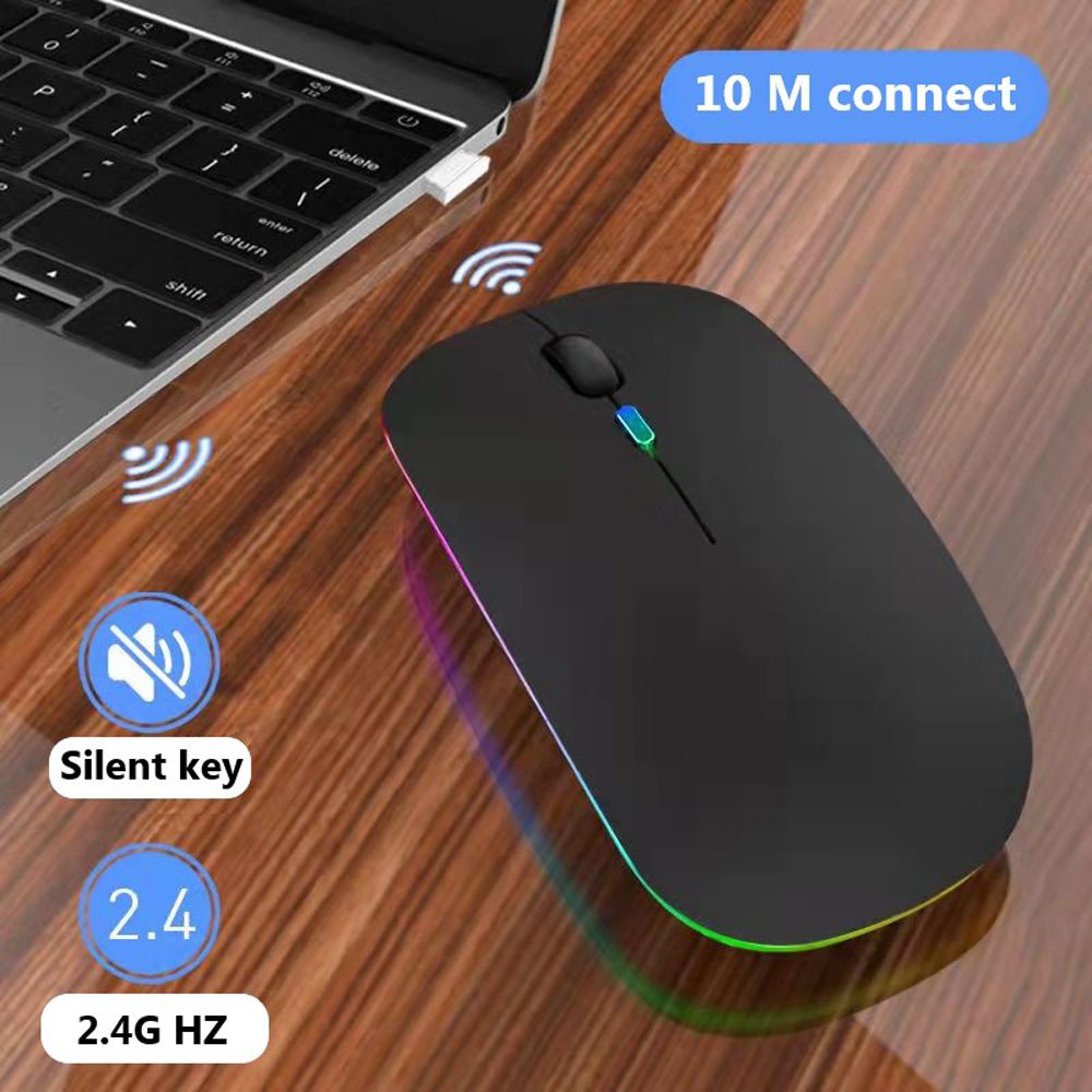 ROVII 1600DPI Computer Rechargeable BT5.2 Gamer USB Mice Bluetooth Wireless Mouse RGB Mouse Gaming Mouse Computer Silent Mause
