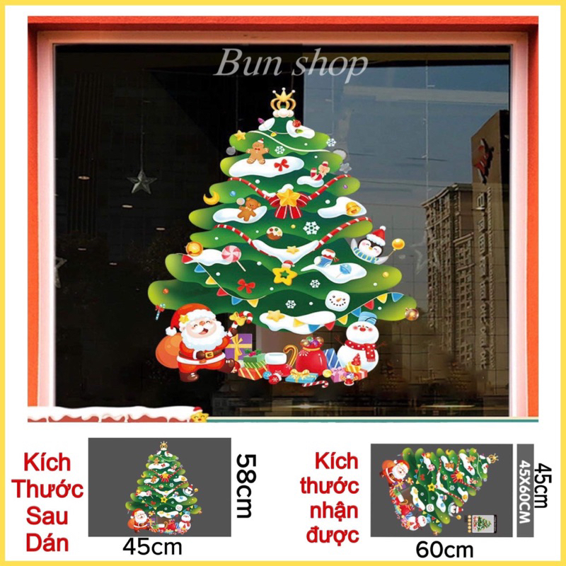 Decal Noel 2024  dán kính hít tĩnh tiện( ko keo) [ nhiều mẫu]