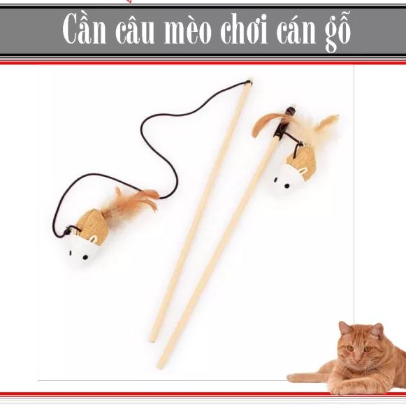 Orgo - Đồ chơi cần câu mèo có cán gỗ