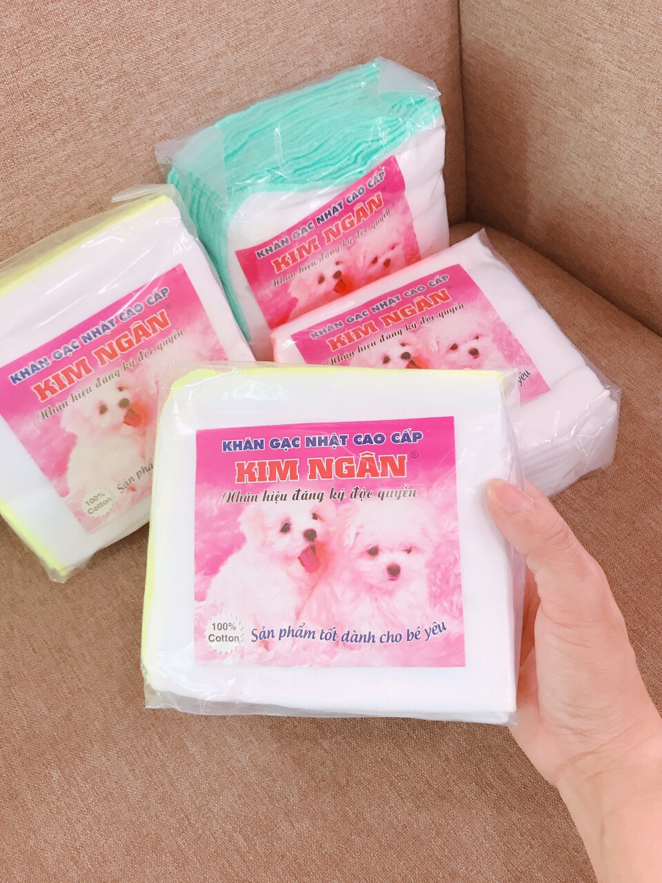 [CHÍNH HÃNG] - Set 10 khăn sữa gạc nhật 4 lớp cao cấp Kim Ngân