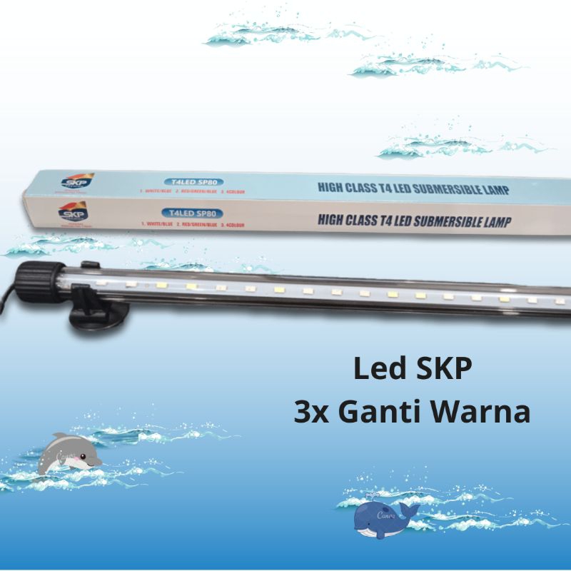 Lampu LED Celup Aquarium SKP T4LED SP 80 3X GANTI WARNA