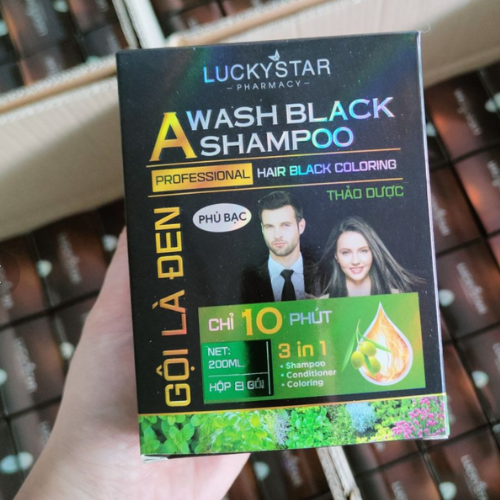 Gội là đen thảo dược cao cấp LUCKY STAR 250ML ( Hộp 10 gói *25ML)