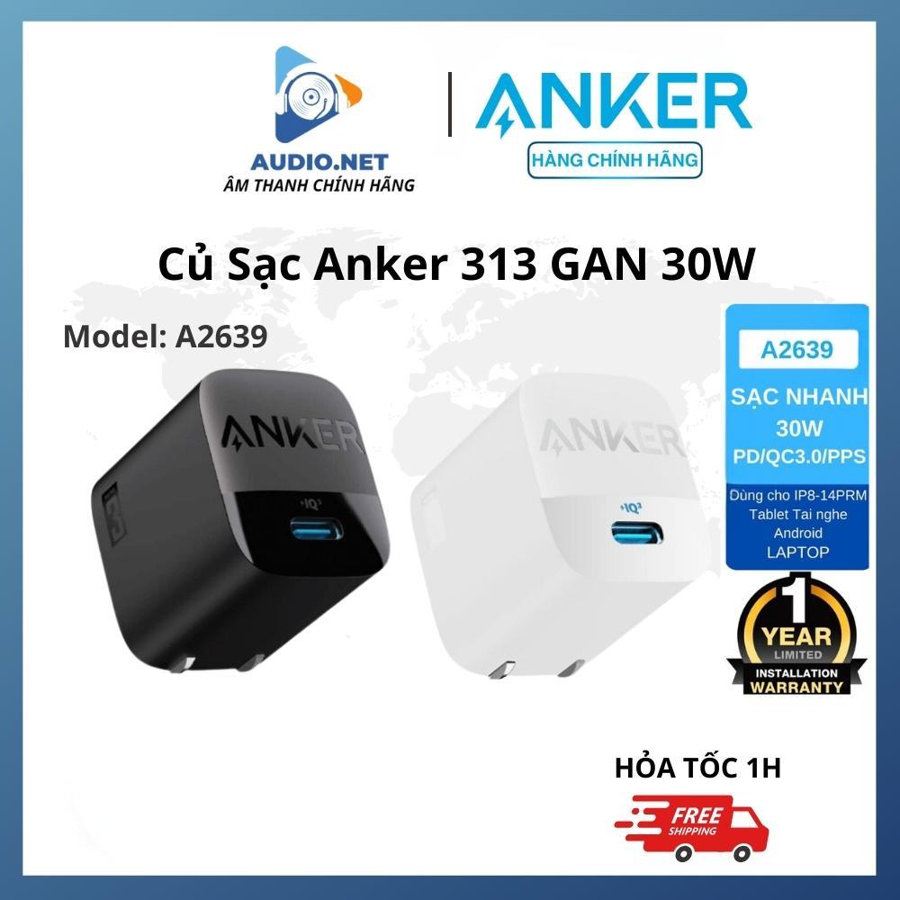 Củ sạc nhanh anker 313 gan chân gập 30w a2639 iq3.0/pd/pps -