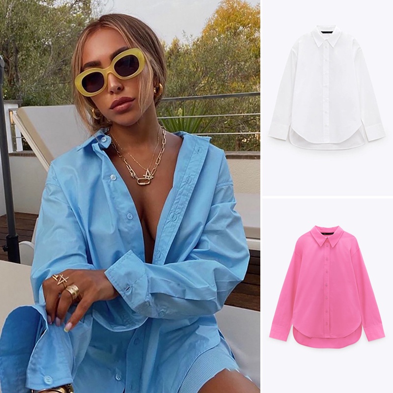 Zara blouse poplin Áo Sơ Mi cotton 2558335