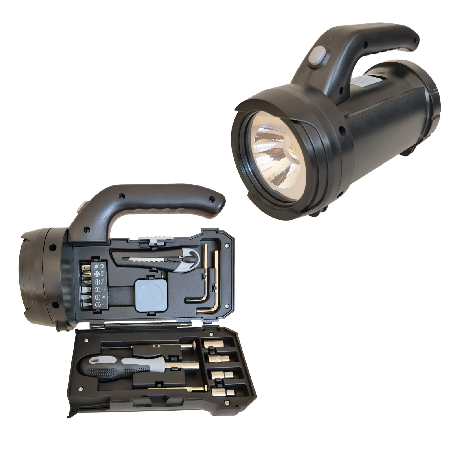 Outdoor home work lighting with flashlight tool set, hand-held lamp hardware tool set,portable