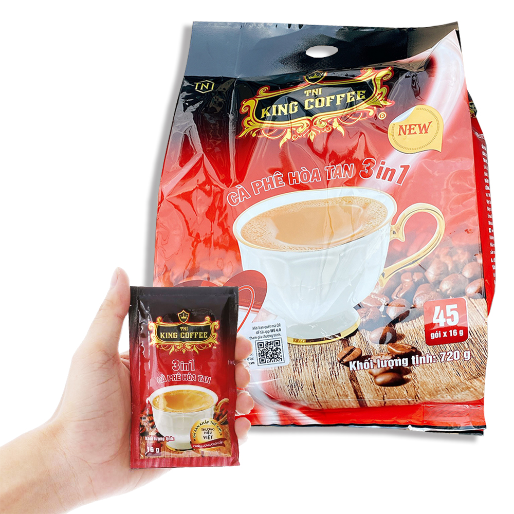 (02 Túi) Cà Phê Sữa Hòa Tan 3in1 King Coffee - Túi 45 gói ( GIÁ SỈ)