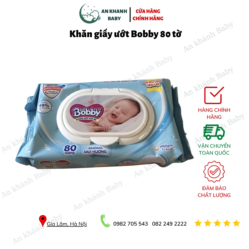 Khăn giấy ướt Bobby 80 tờ
