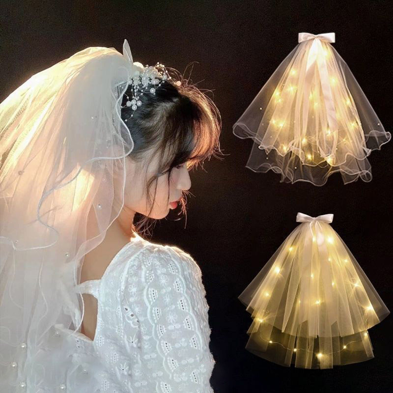 Veil Comb White Bride To Be Hen Night Wedding Party Luminous Veil 2 — free download