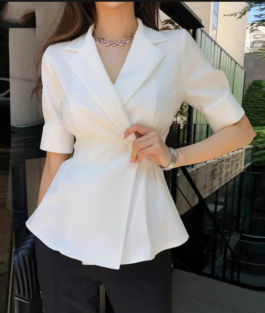 Áo khoác vest blazer một nút dáng dài thanh lịch_