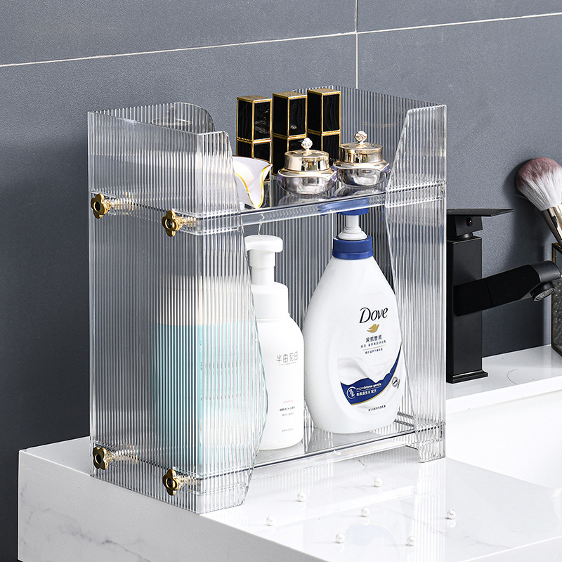 Light luxury storage rack cosmetics display cabinet European style elevated vertical lipstick rack dressing table snack toy storage rack