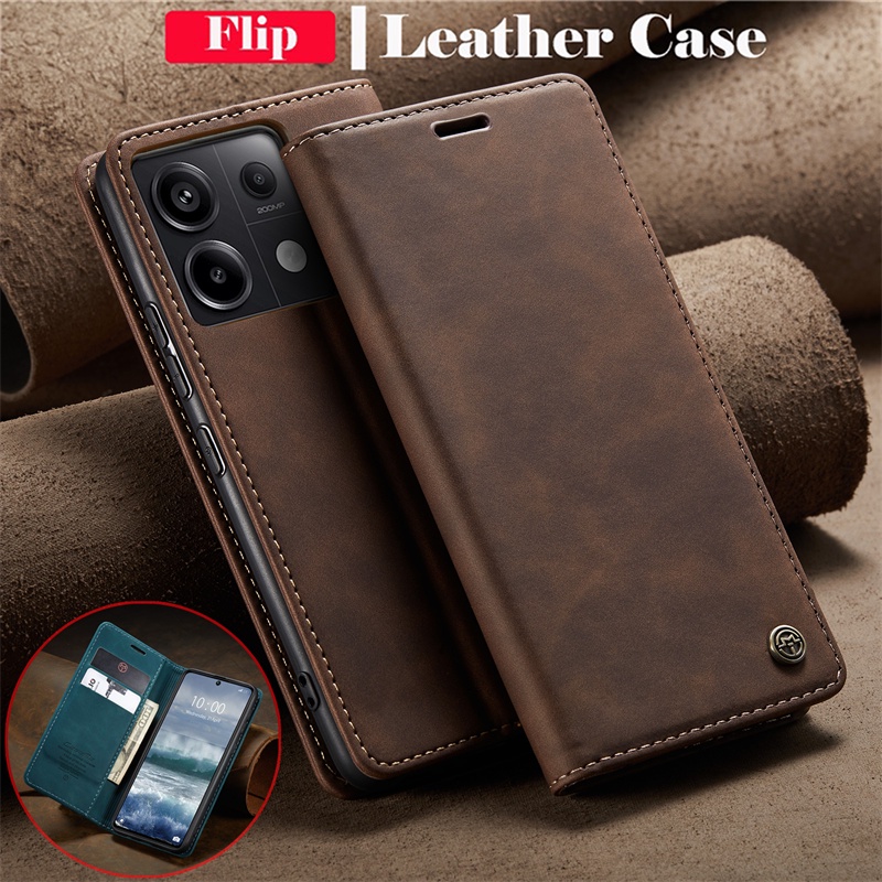 Flip Leather Phone Case For Xiaomi Redmi Note 13 Pro Note13 Note13Pro Note13 4G 5G 2024 Casing Matte PU Card Slot wallet Bracket Shockproof Protection Cases Cover