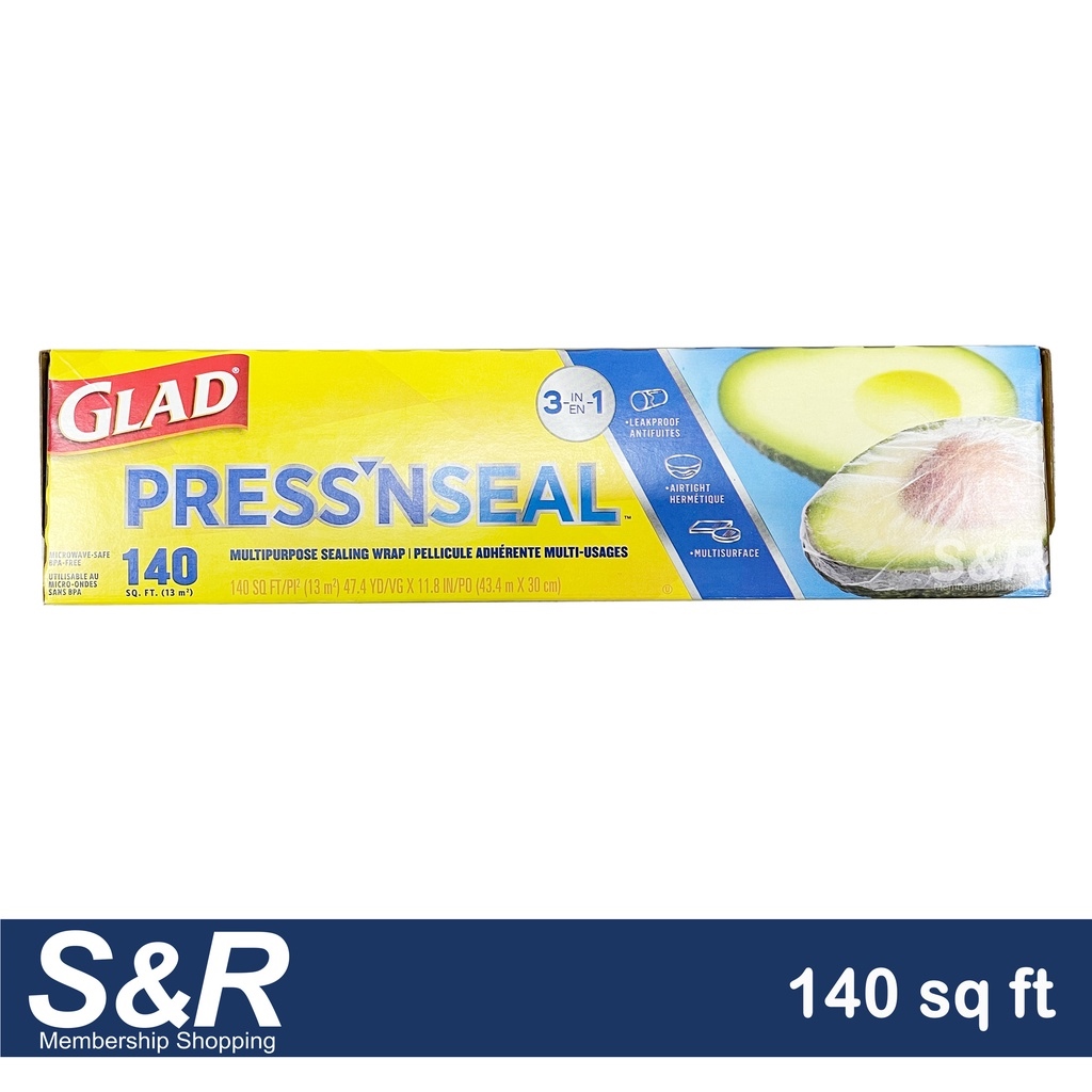 Glad Press'n Seal Multi Purpose Sealing Wrap - Leakproof, Airthight & Multisurface - 2 x 140Sq. ft