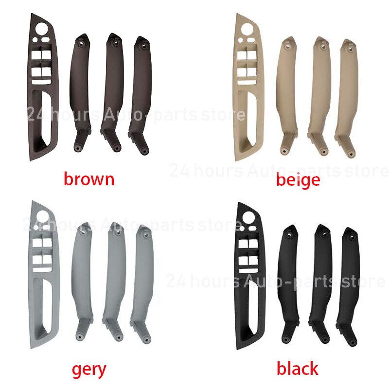 A Set Car Gray Beige Black Armrest Car Left Right Interior Door Handle Inner Panel Pull Trim Cover For BMW E70 E71 X5 X6