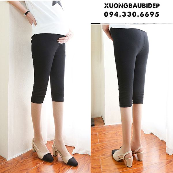 quần lửng trơn co dãn 4 chiều- Đồ Bầu Xinh tkutrang