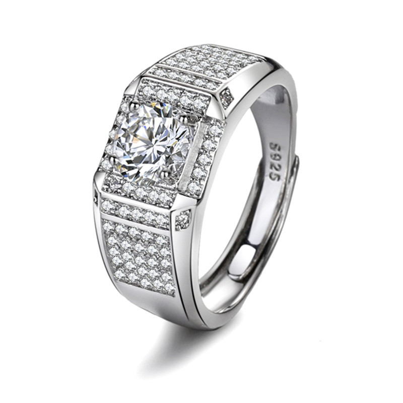 S925 Sterling Silver Brilliant Galaxy Ring Men's Classic Fashion Sense of Luxury Full Diamond Four Claw Ring Men's Ring Wedding Ring.