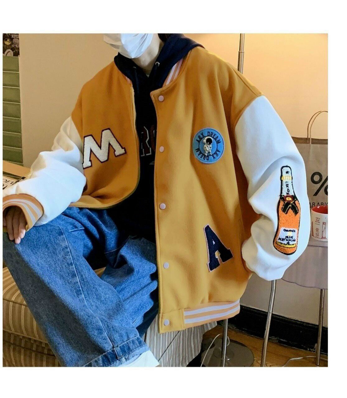 ÁO KHOÁC BOMBER NAM NỮ MẶC KHOÁC NGOÀI IN CHỮ A PHỐI TAY CHAI LỌ TRẺ TRUNG CÁ TÍNH BẮT TREND TP