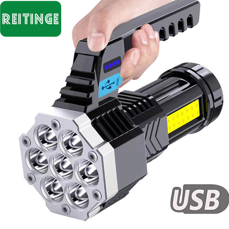 led flashlight strong light portable outdoor rechargeable super bright cob work light household multi-function portable light