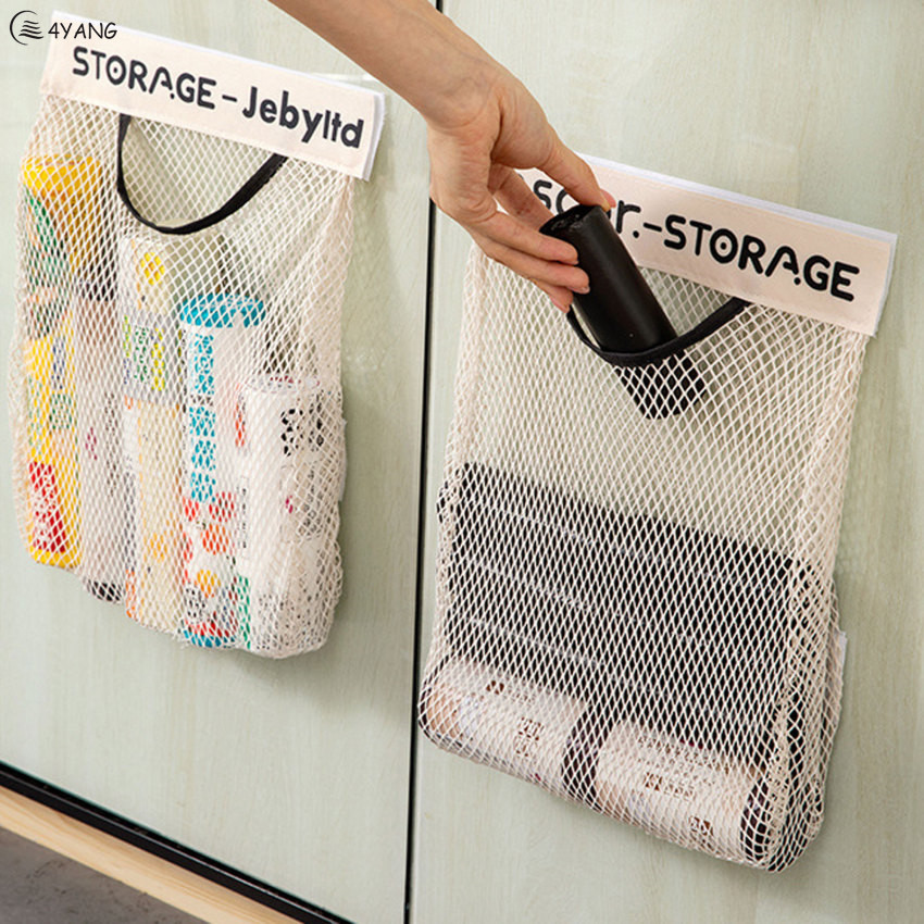 Multi-purpose Kitchen Hanging Storage Bags Breathable Polyester Mesh Bag Vegetable Fruit Holder Kitchen Accessories