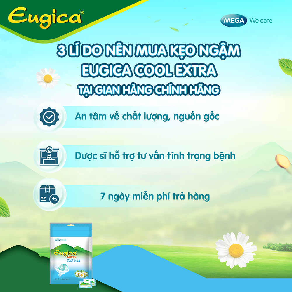 Kẹo ngậm thảo dược the mát EUGICA CANDY COOL EXTRA (Túi zip 15 viên)