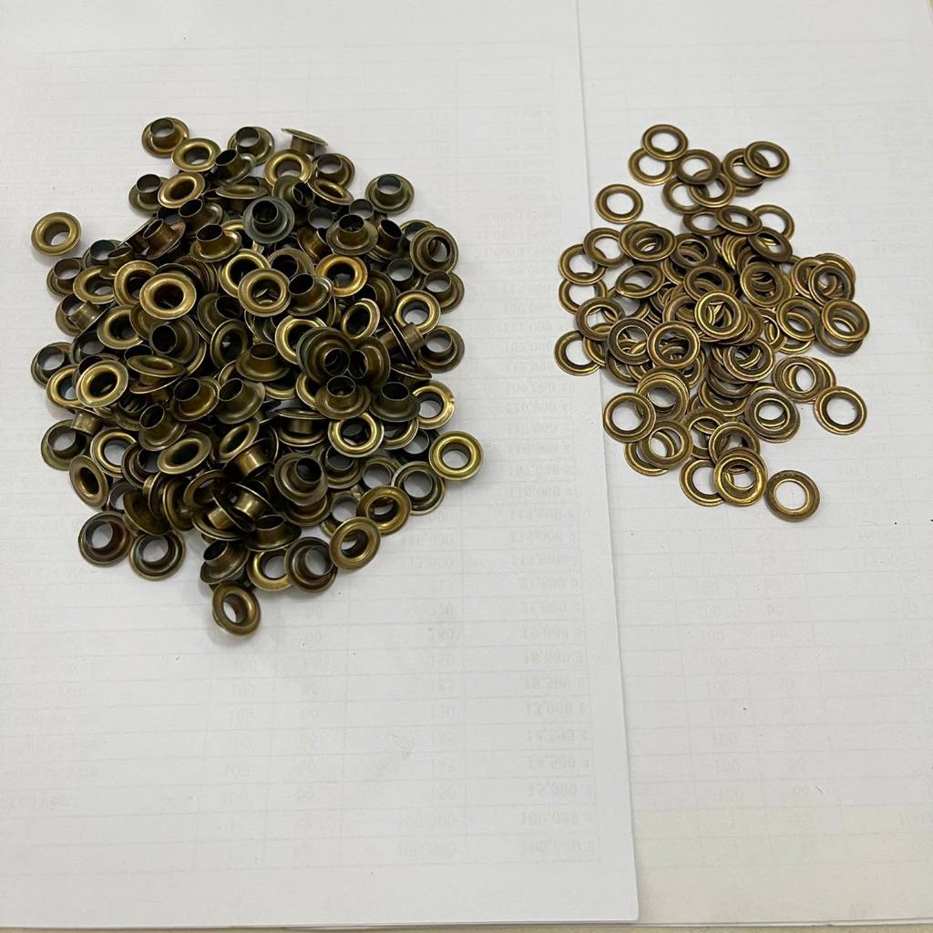 Khoen mắt cáo ore 8mm Khuy mắt cáo đóng bạt, bấm bạt Bằng sắt Túi 100 cái và 100 long đền