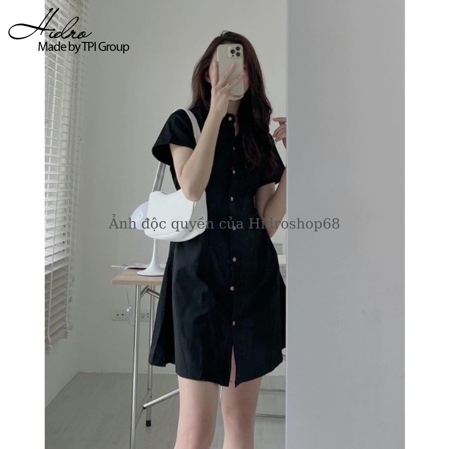 Váy Sơ mi Thô Mềm Chiết Eo Lưng Chun Phong Cách Ulzzang