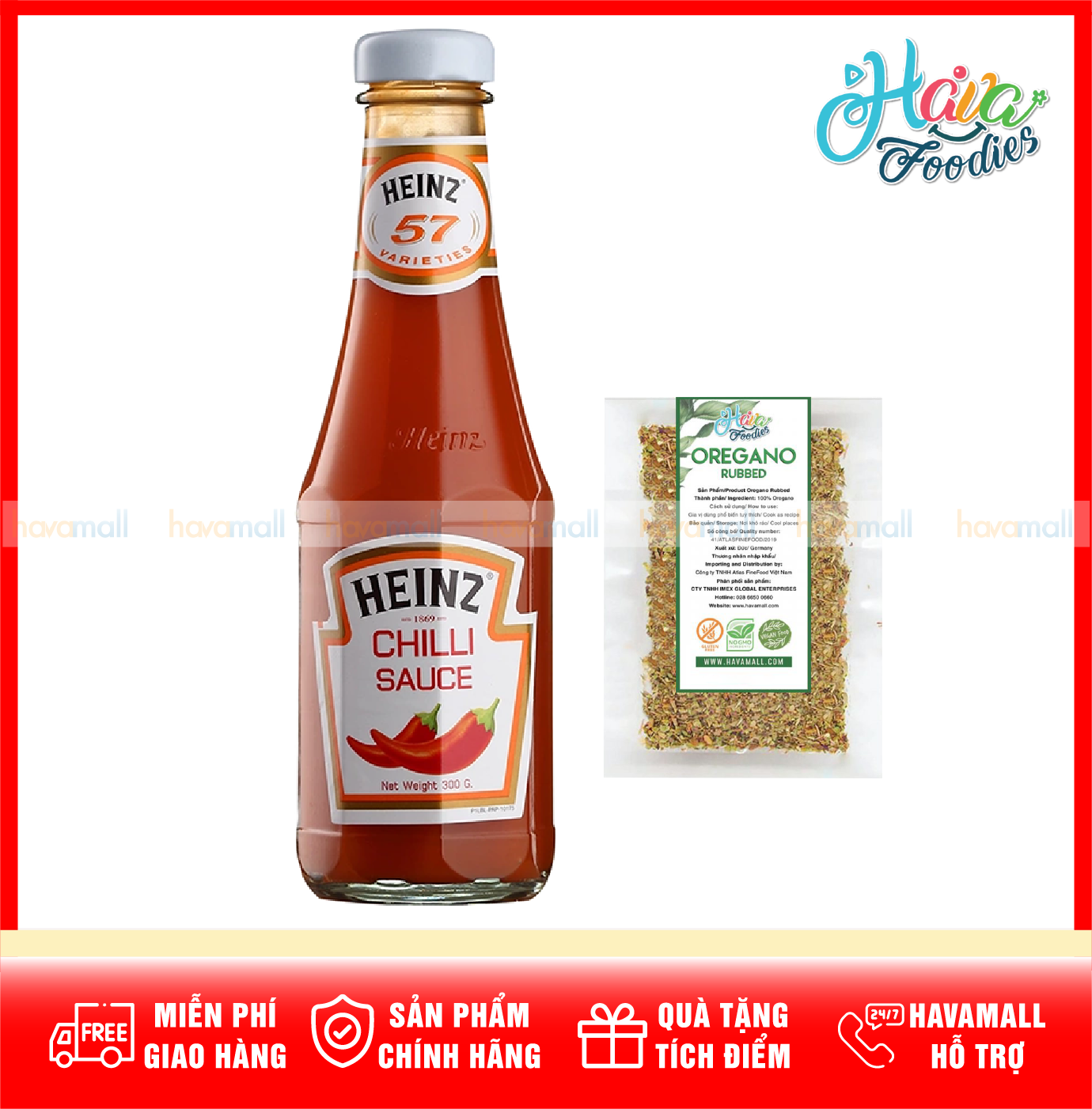 TẶNG LÁ OREGANO - HÀNG CÔNG TY NHẬP KHẨU Tương Ớt Heinz 300g Chilli Sauce thumbnail