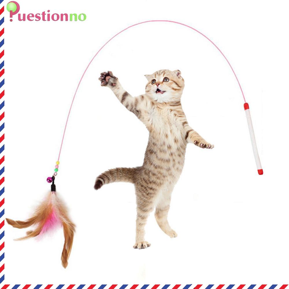 Pet Cat Feather Bell Rod Kitten Teaser Stick Interactive Funny Playing Toys