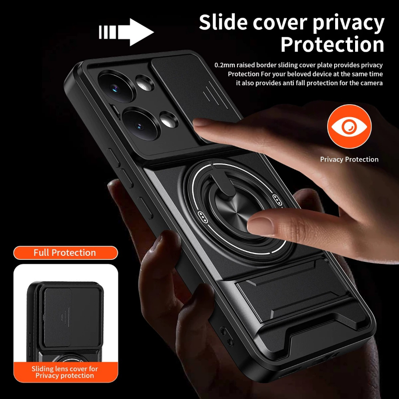Phone case For Oneplus Nord 6 / 15R Phone Case Magnetic Back Cover Hard Shock Resistant Camera Protection Bracket Navigation Bracket Ring Cover For Oneplus 15R Cover cases.