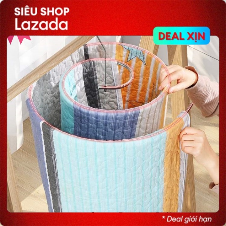 Móc treo chăn mền, phơi đồ quần áo, chăn ga, thảm rèm hình xoắn ốc tròn INOX chịu lực cao