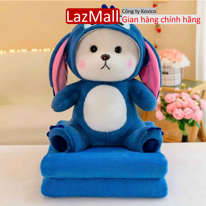 Bộ chăn gối văn phòng 3in1, gấu bông kèm chăn , gối ngủ trưa văn phòng hình thú, chăn gối văn phòng siêu dễ thương