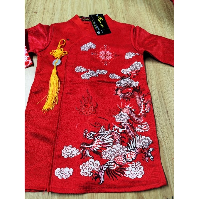 Áo dài bé trai vải gấm