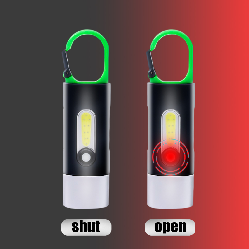 Đa chức năng Móc chìa khóa có đèn siêu sáng đèn pin LED có thể sạc qua USB Cắm Trại Di động ngoài trời đèn câu cá