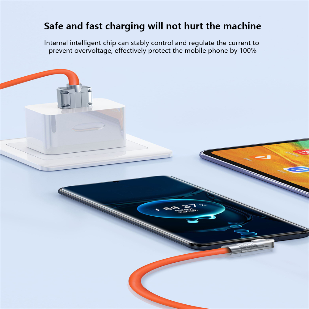 FLEWWER 120W TYPE-C Fast Charging Data Cable Zinc Alloy Elbow 180 Degree Rotating Charging Cable