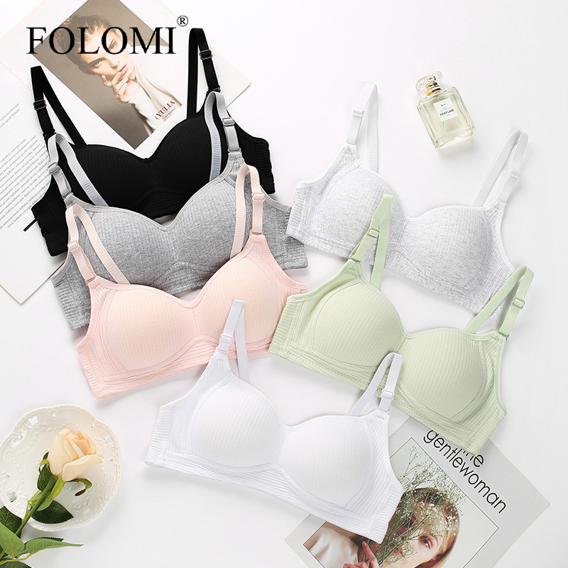 Folomi Pure Cotton Underwear Small Chest No Wire Bra Student Soft Thin  Breathable Push Up Lingerie for high school girls