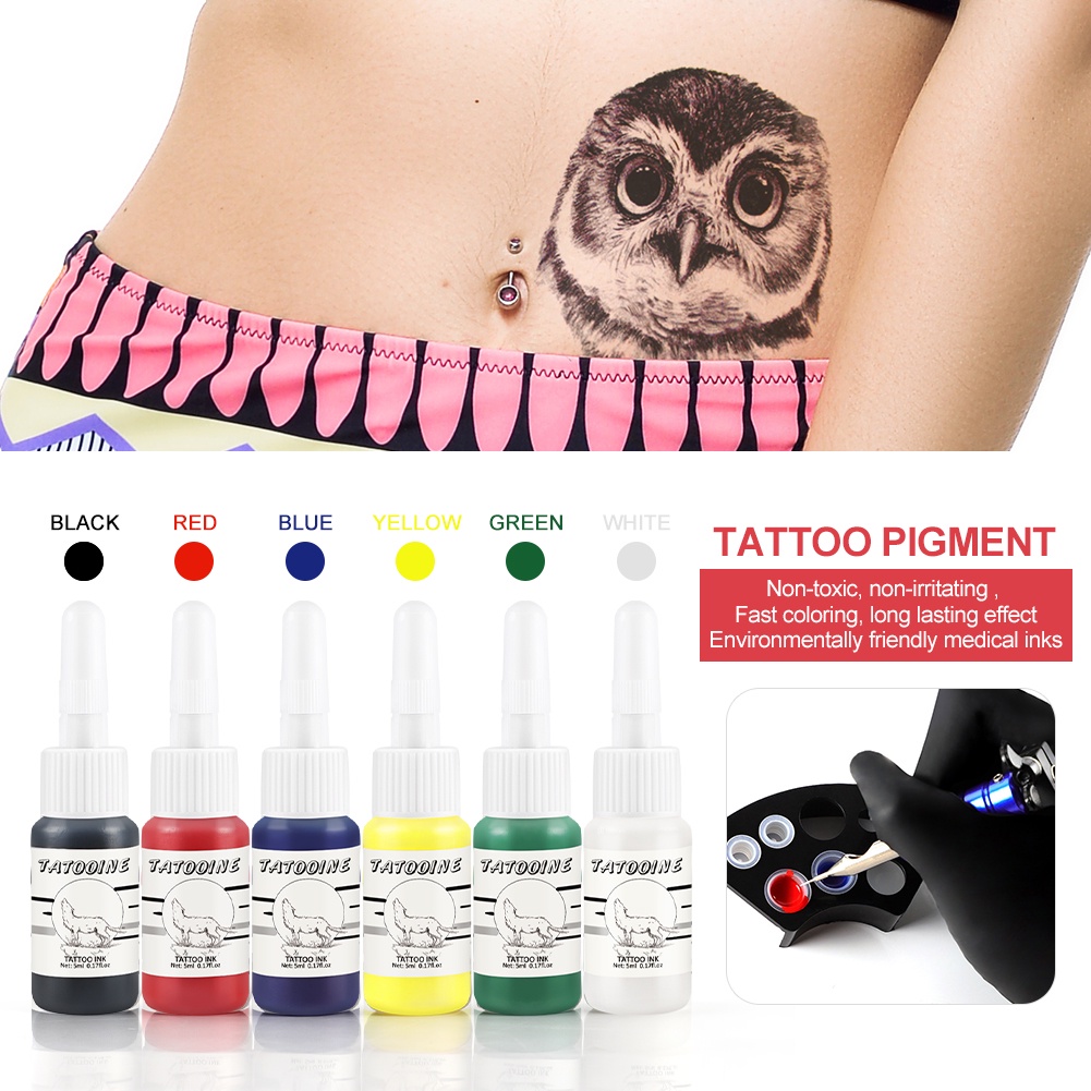 Complete Tattoo Machine Kit Set 2 Coils Guns 6 Colors Black Pigment Sets  Power Tattoo Beginner Grips Kits