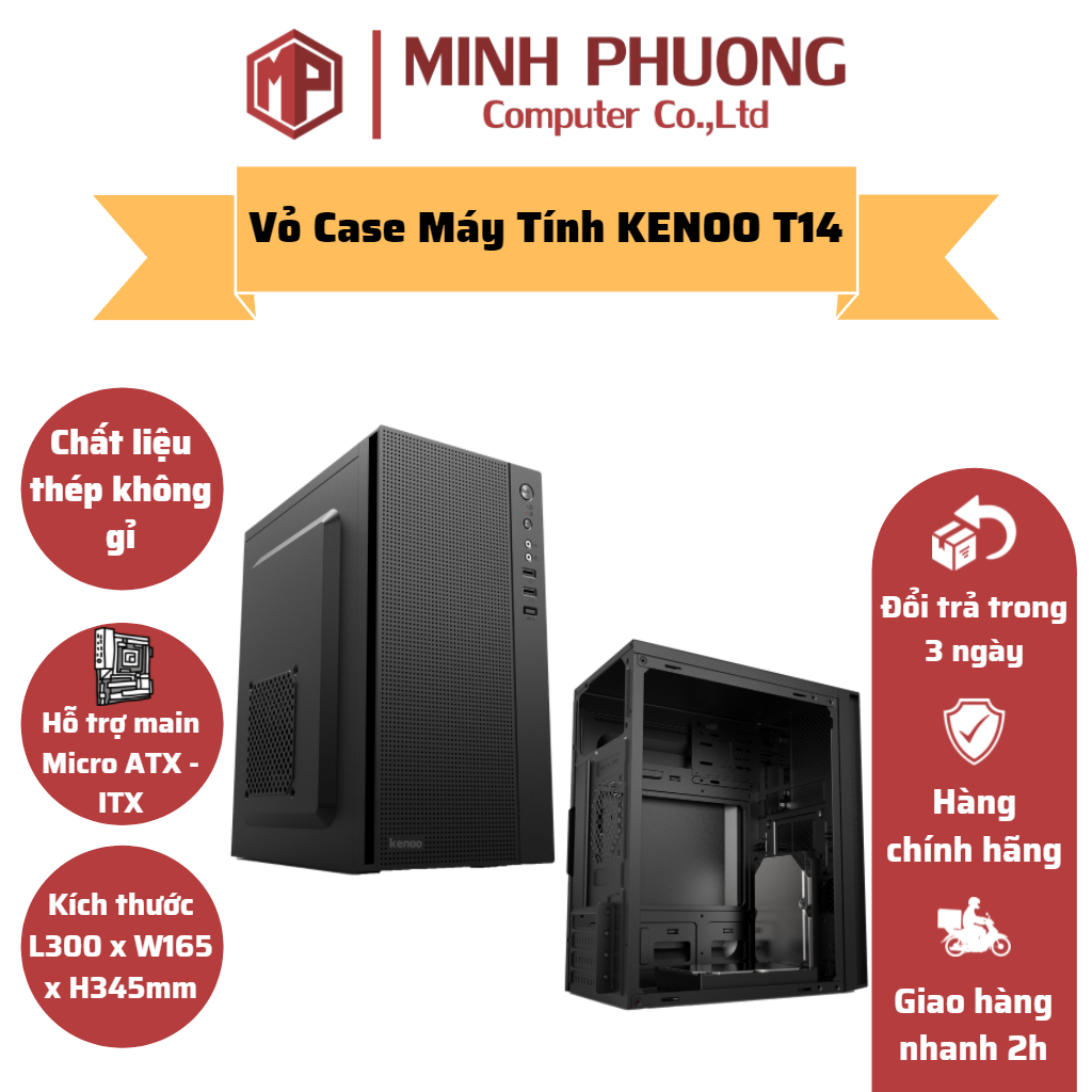 Vỏ case máy tính KENOO T14 - MATX Hàng chính hãng thumbnail