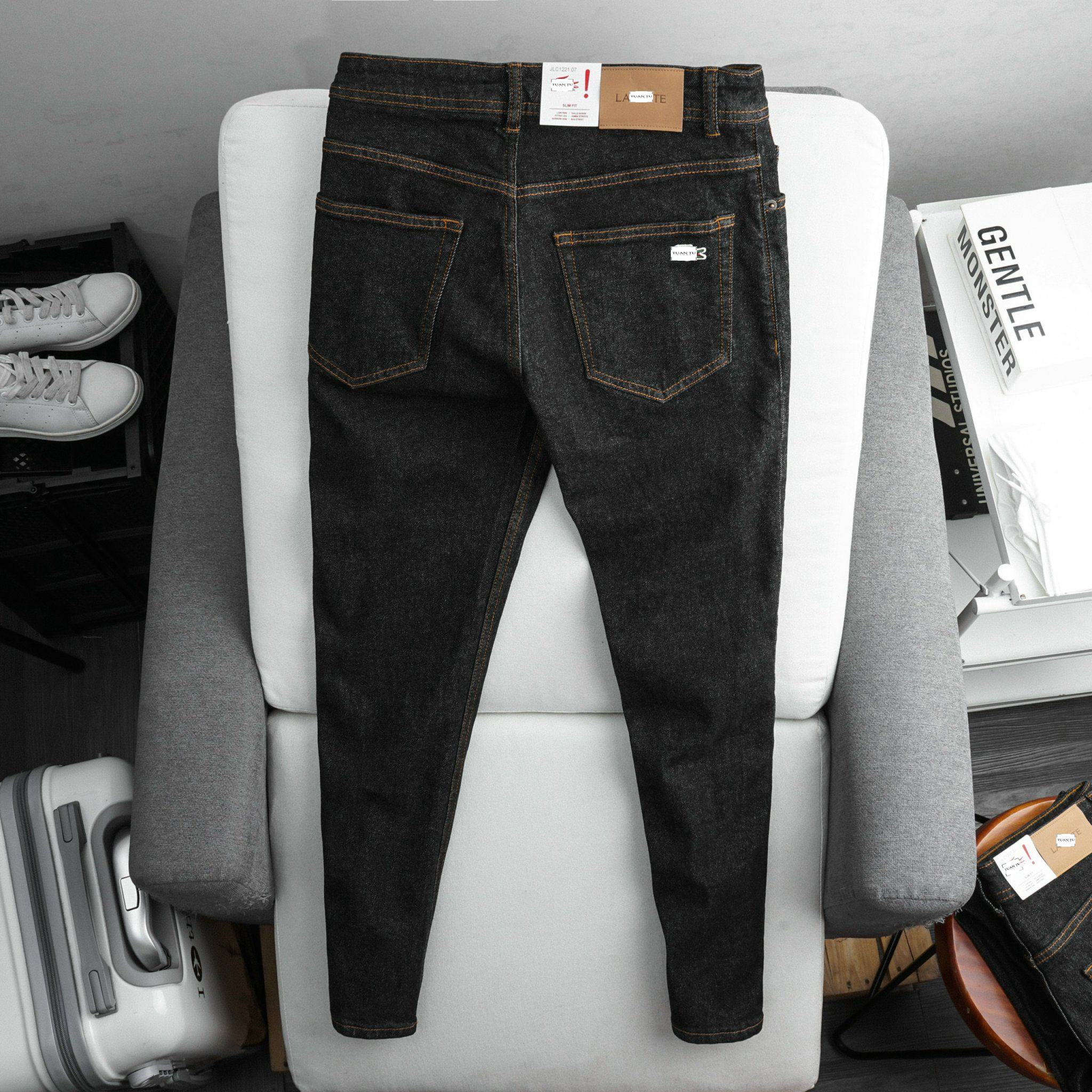 Quần Jeans Nam LCST ,Màu đen tiêu -1033 ( Form Slimfit.chất vải co dãn,ống 15-18cm,Hàng VNXK)