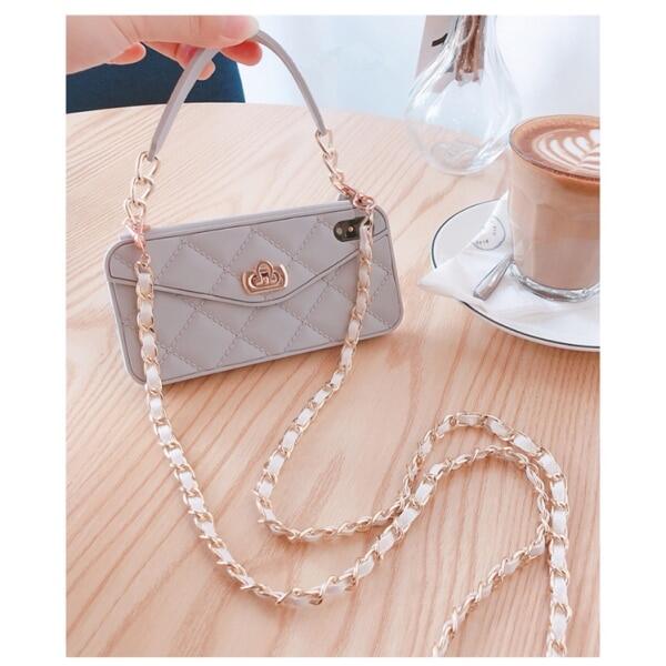 Beautiful Card Package Wallet Handbag Protect Case for IPhone 14 Pro Max 13 Pro 12 Mini Soft Silicone Shockproof Case With Metal Leather Shoulder Strap