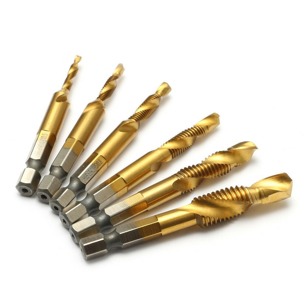 Petiyouza hợp chất tap rãnh Vít Bit Vít Máy tarô mũi khoan Tap khoan bit mạ titan Shank tap mũi khoan chuôi lục giác