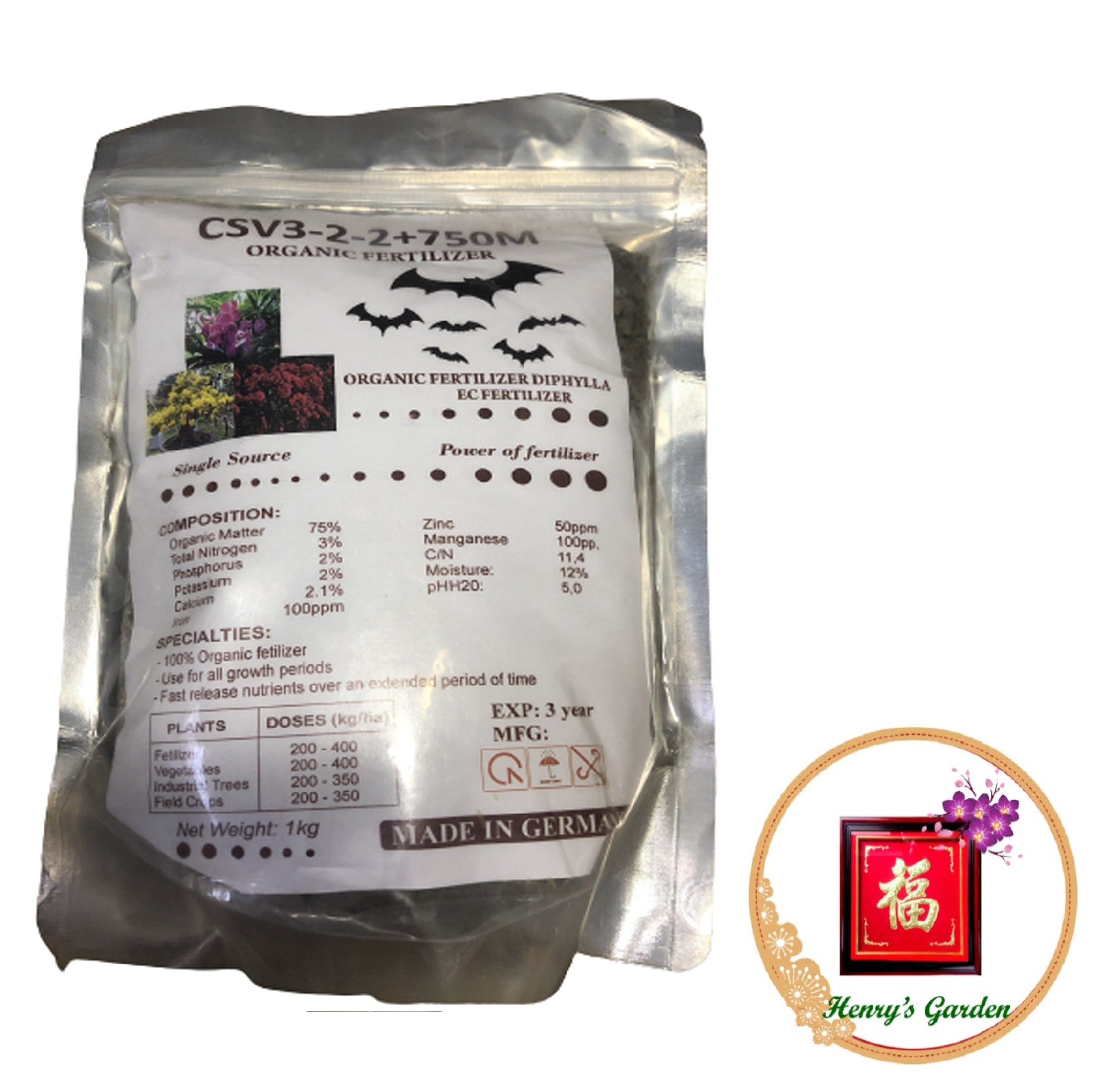 Phân dơi nén - hà lan csv 3-2-2+750m organic fertilizer - #456a# 1kg