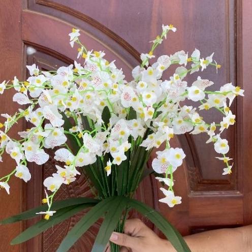 (Hoa lụa) Combo 10 cành lan vũ nữ trang trí