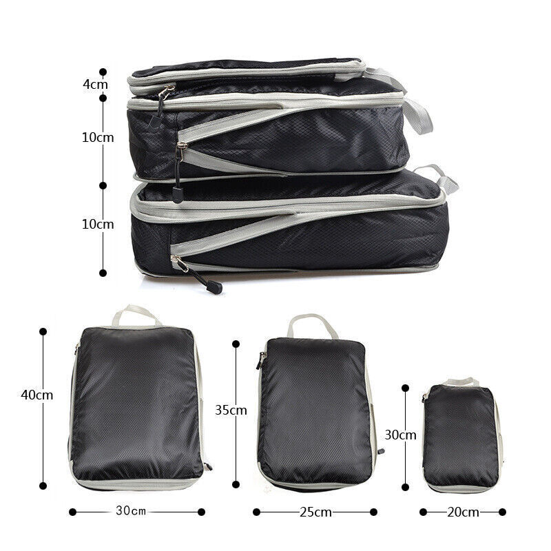 3pcs khối đóng gói nén kho lưu trữ có thể mở rộng vali du lịch Túi xách đựng đồ