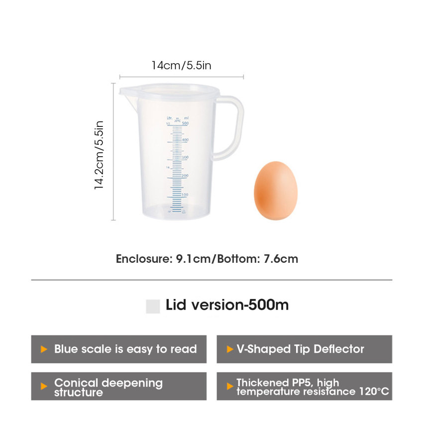 Plastic Graduated Measuring Cup Kitchen Baking Liquid Measure Jug Cup Container Transparent Pour Spout Mixing Cup Tool