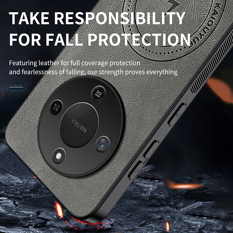 lthmy for Honor X9d 5G Supports Magnetic Wireless Charging Casing Retro Leather Phone Case Protection Shockproof Soft Bumper Cases Back Cover.