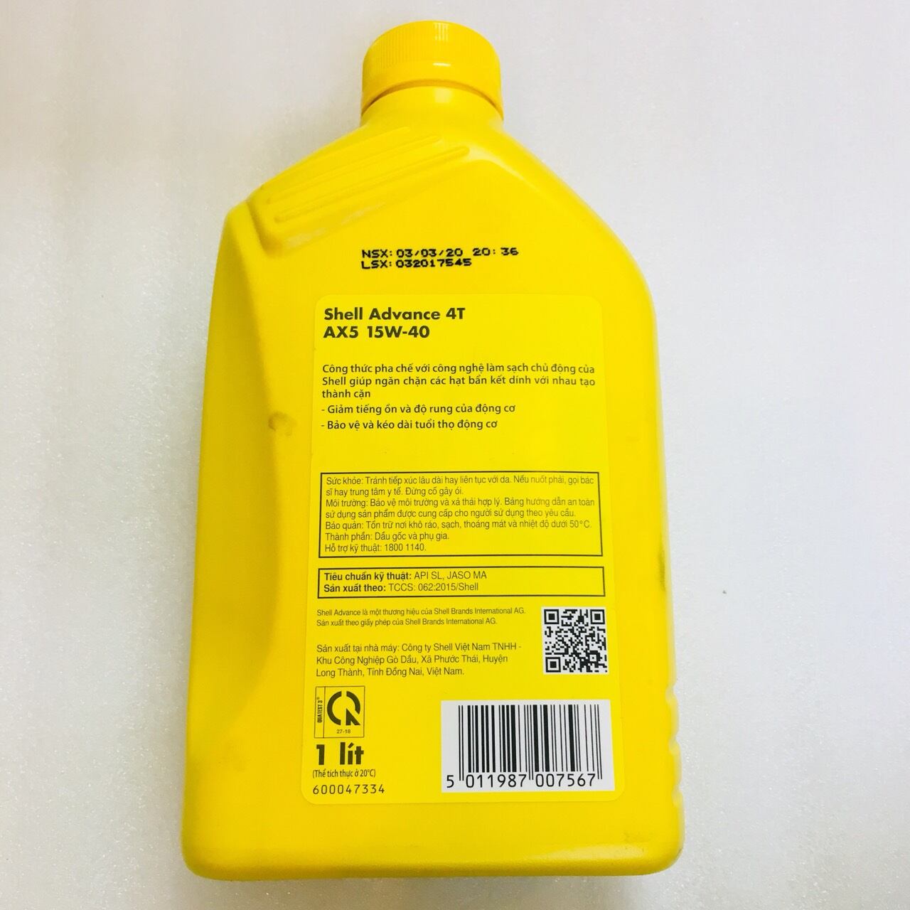 NHỚT SHELL ADVANCE AX5 15W-40 1L (Nhớt xe số)