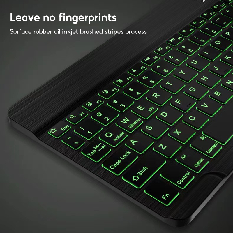 RGB đèn nền nhiều màu Bàn Phím Cho Máy Tính Bảng Ipad PC IOS Android Cửa Sổ Bluetooblo-Tương Thích Có Thể Sạc Lại 10Inch Bàn phím không dây