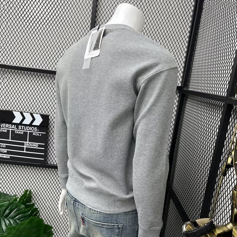 Hanlu Men's Solid Color Round Neck Sweatshirt Long sleeve round neck simple thin base sweatshirt